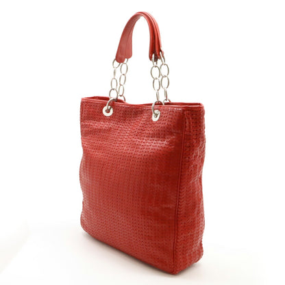 Christian Dior Red Color Leather Shoulder Bag Tote Bag Leather