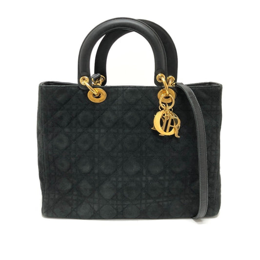 Christian Dior Black Leather Suede Handbag Shoulder Bag