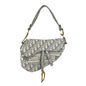 Christian Dior Gray White Canvas Saddle Bag Shoulder Bag