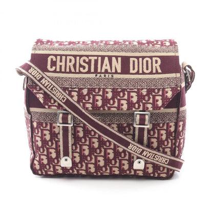Christian Dior Beige Bordeaux Canvas Leather Shoulder Bag
