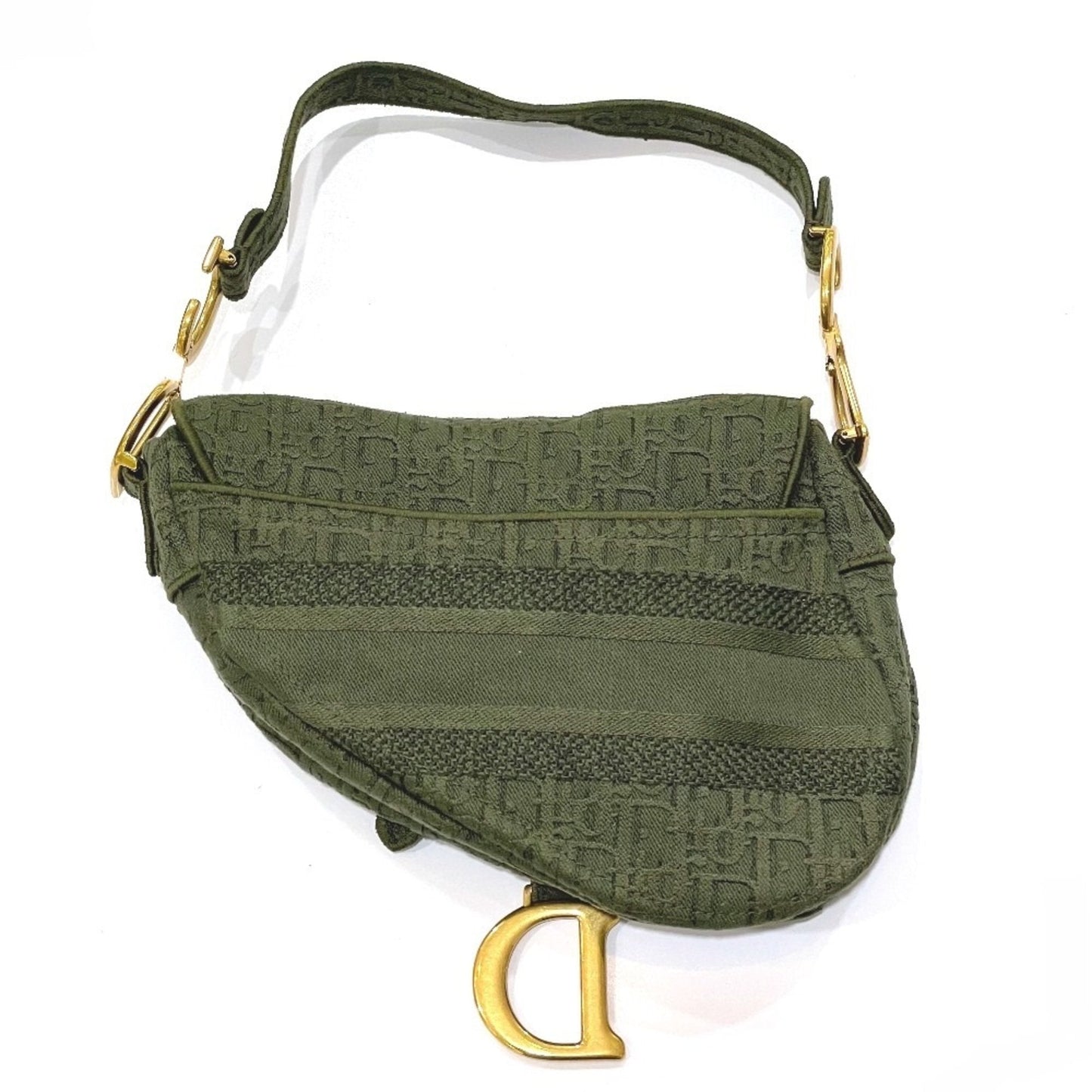 Christian Dior Khaki Canvas Handbag Saddle Bag