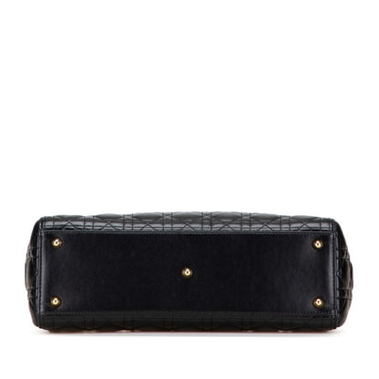 Christian Dior Lady Dior Black Leather Handbag Shoulder Bag