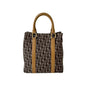 Christian Dior Beige Brown Leather Canvas Handbag
