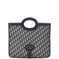 Christian Dior Beige Navy Canvas Leather Handbag Leather