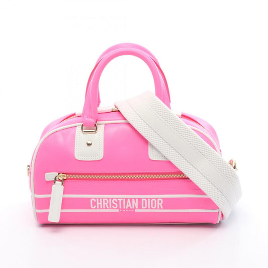 Christian Dior Pink White Leather Handbag Leather