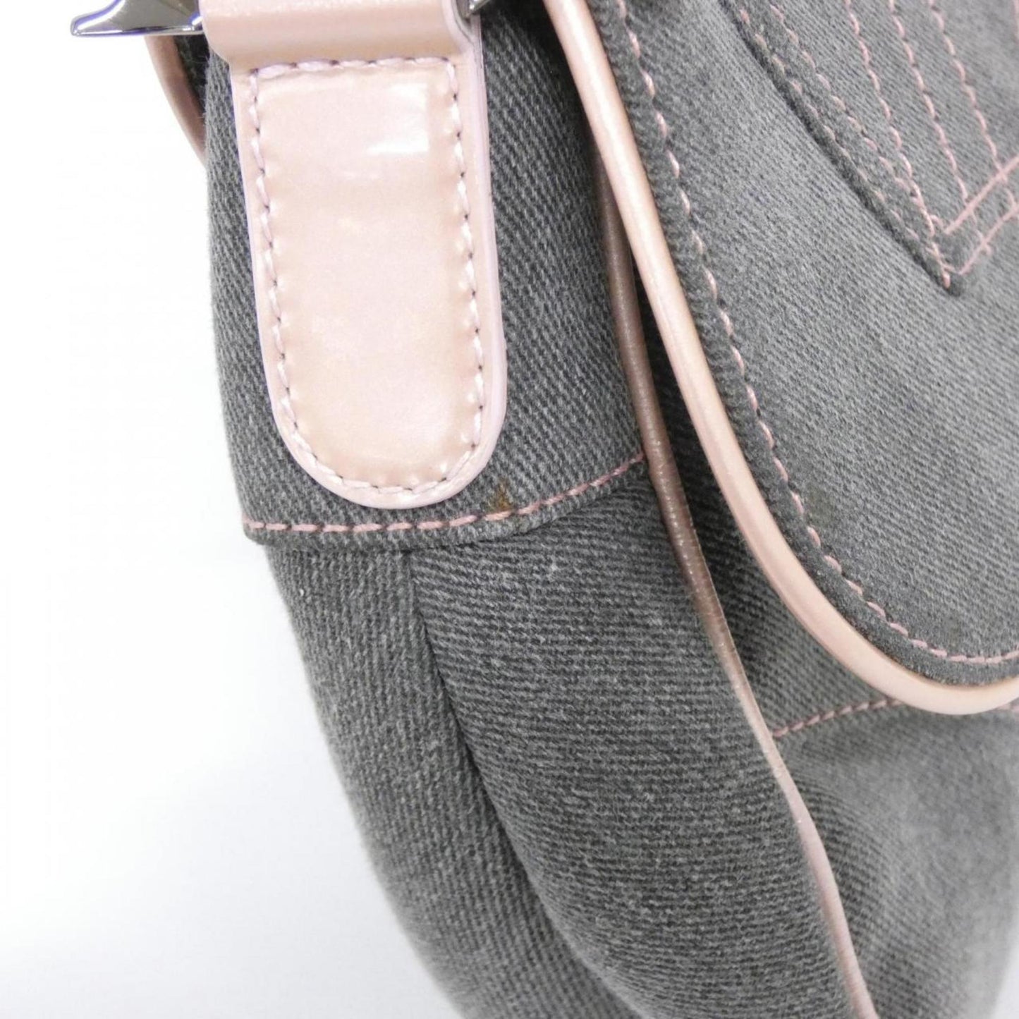 Christian Dior Gray Pink Denim Shoulder Bag ()