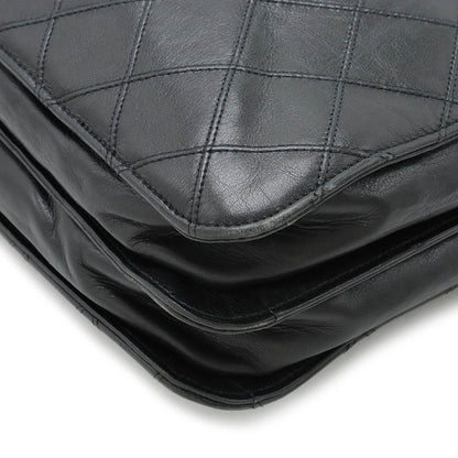 Chanel Bicolor Chain Tote Bag Shoulder Leather Black