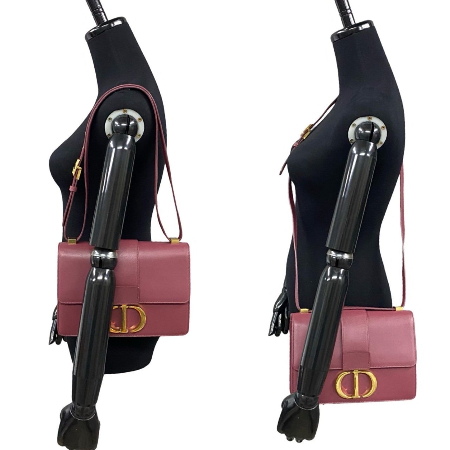 Christian Dior Pink Gold Purple Wine Leather Pochette Shoulder Bag