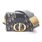 Christian Dior Beige Black Navy Canvas Leather Shoulder Bag