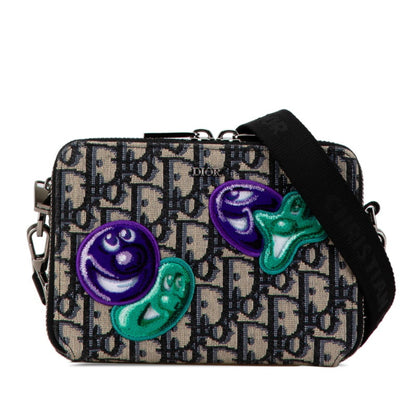 Christian Dior Beige Navy Jacquard Shoulder Bag Jacquard
