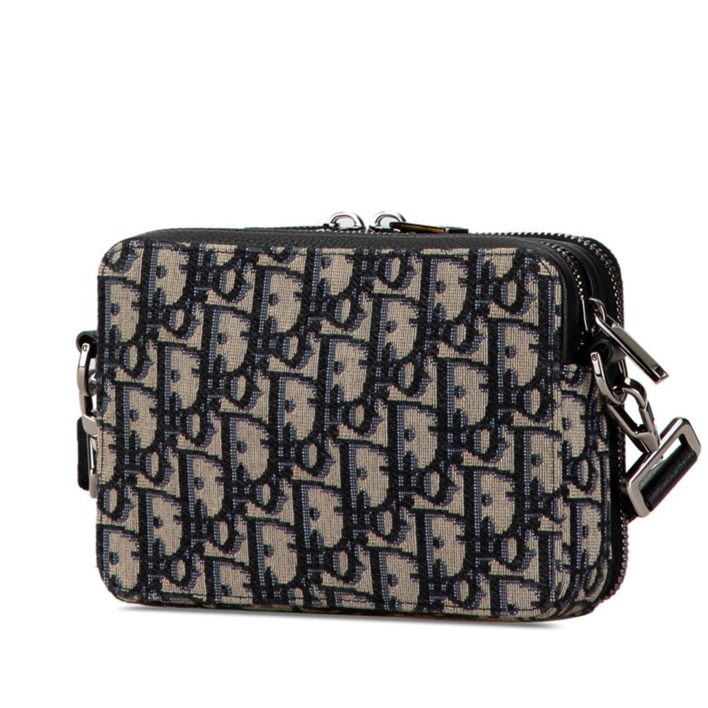 Christian Dior Beige Navy Jacquard Shoulder Bag Jacquard
