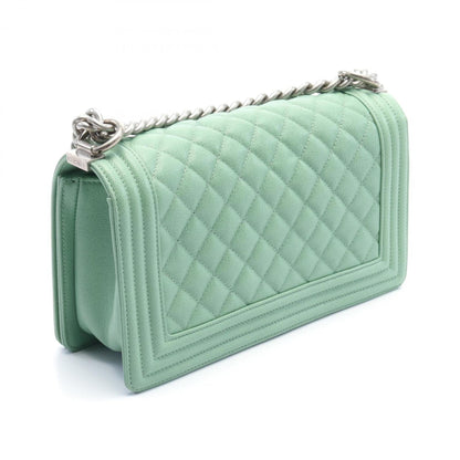 Chanel Boy Chanel Shoulder Bag Caviar Skin Women's Green