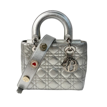 Christian Dior Silver Leather Handbag Shoulder Bag Leather