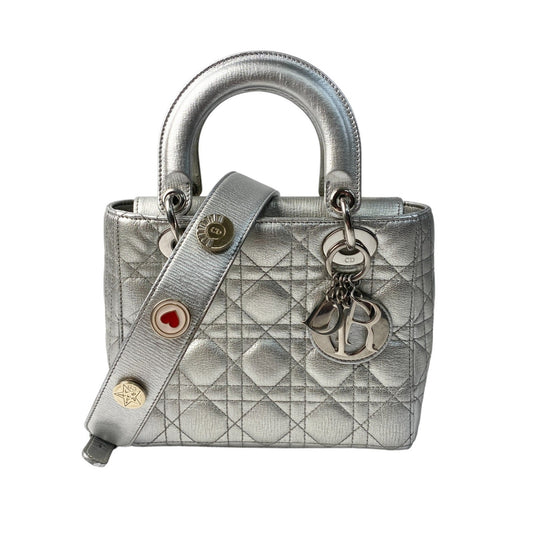Christian Dior Silver Leather Handbag Shoulder Bag Leather