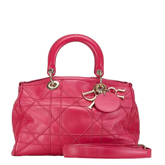 Christian Dior Pink Leather Handbag Shoulder Bag Style 6