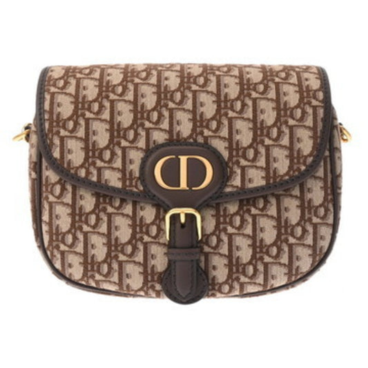 Christian Dior Brown Jacquard Leather Shoulder Bag