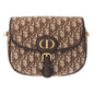 Christian Dior Brown Jacquard Leather Shoulder Bag