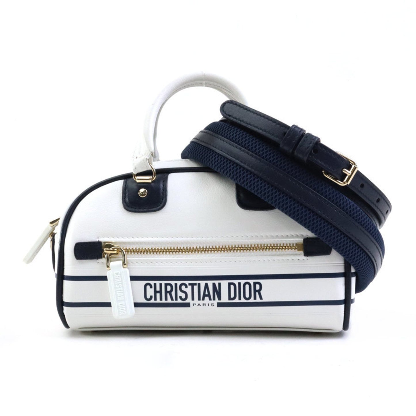 Christian Dior Navy White Leather Shoulder Bag Style 2
