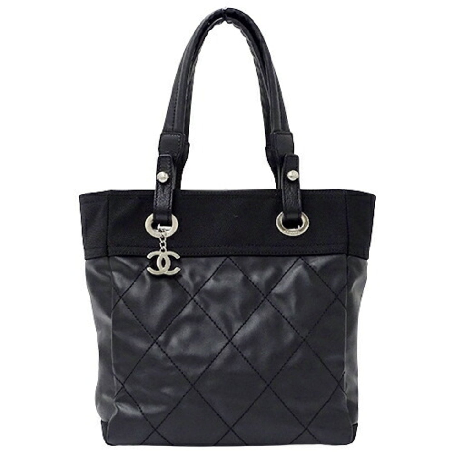 Chanel Bag Paris Biarritz Women's Tote Coated Canvas Black
