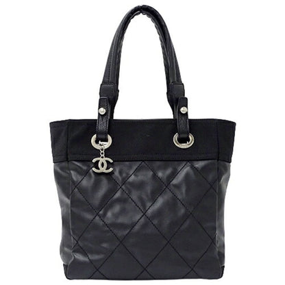 Chanel Bag Paris Biarritz Women's Tote Coated Canvas Black