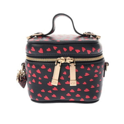 Christian Dior Black Red Color Leather Vanity Bag