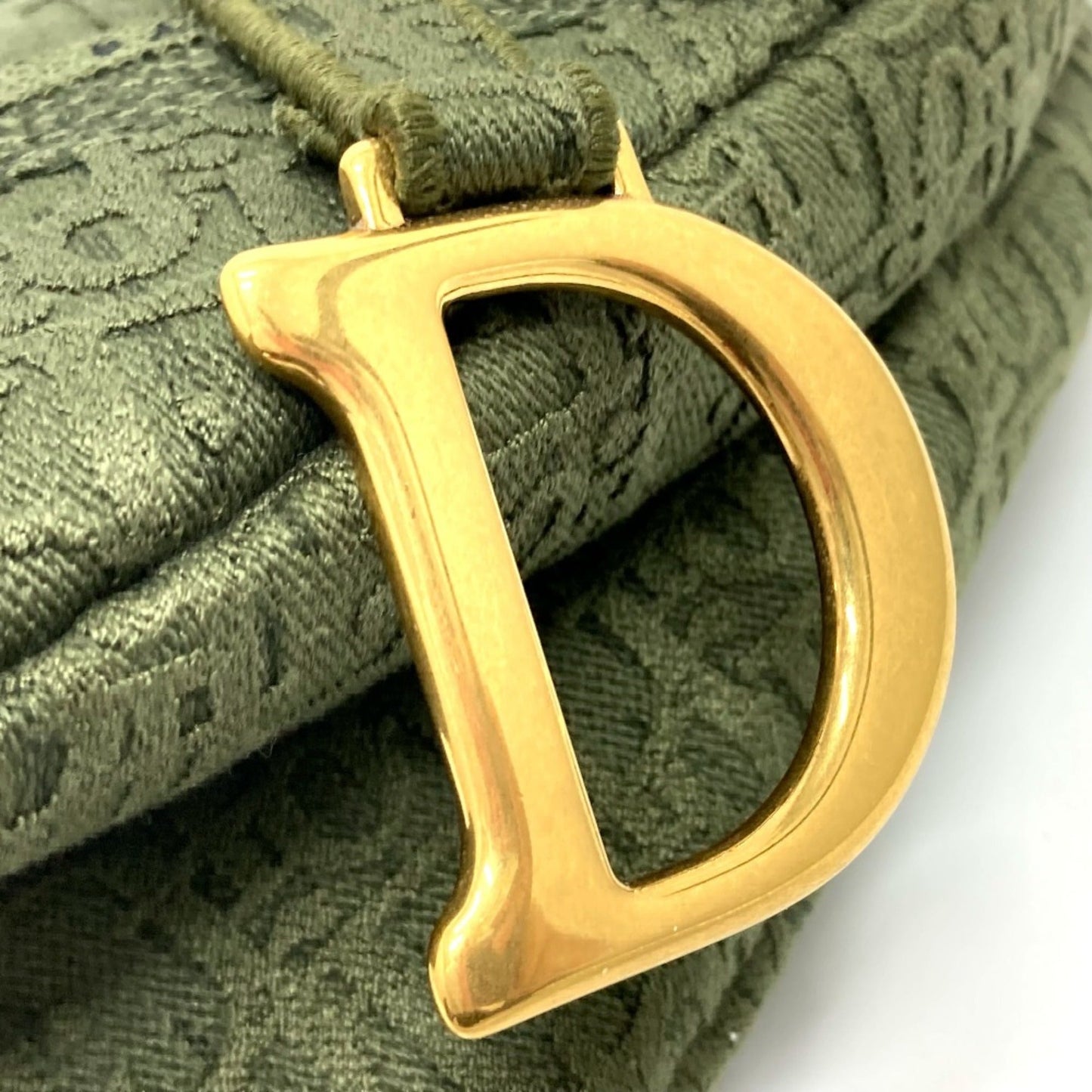 Christian Dior Khaki Canvas Handbag Saddle Bag