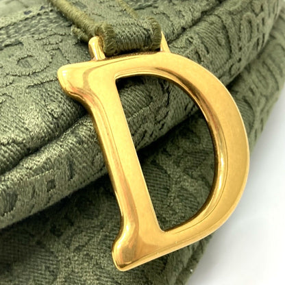 Christian Dior Khaki Canvas Handbag Saddle Bag