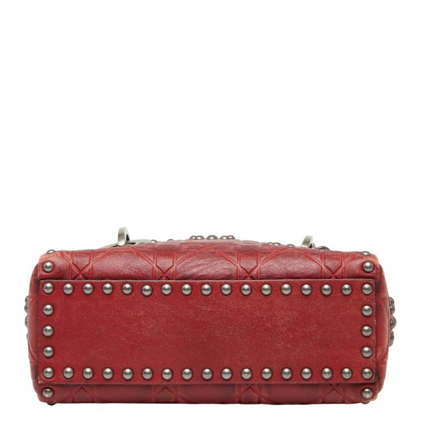 Christian Dior Lady Dior Red Color Leather Handbag Shoulder Bag