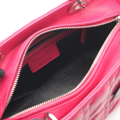 Christian Dior Lady Dior Black Pink Leather Handbag