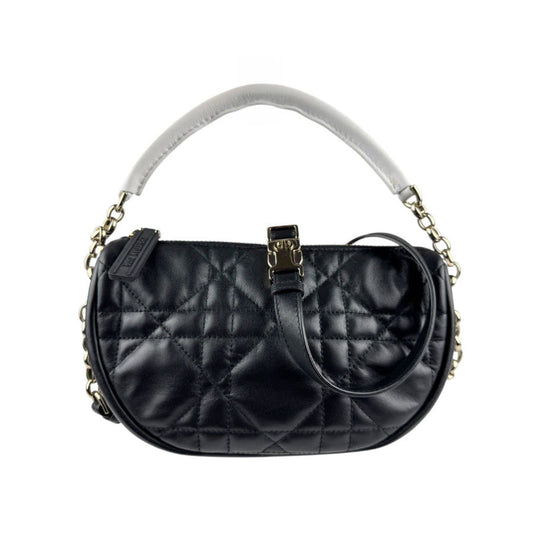 Christian Dior Black White Leather Handbag Shoulder Bag Style 2