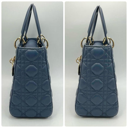 Christian Dior Blue Leather Handbag Leather