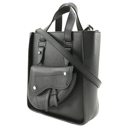 Christian Dior Black Leather Handbag Shoulder Bag Tote Bag Leather