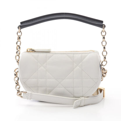 Christian Dior Navy White Leather Shoulder Bag Leather