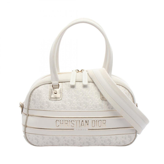 Christian Dior Gold White Leather Handbag
