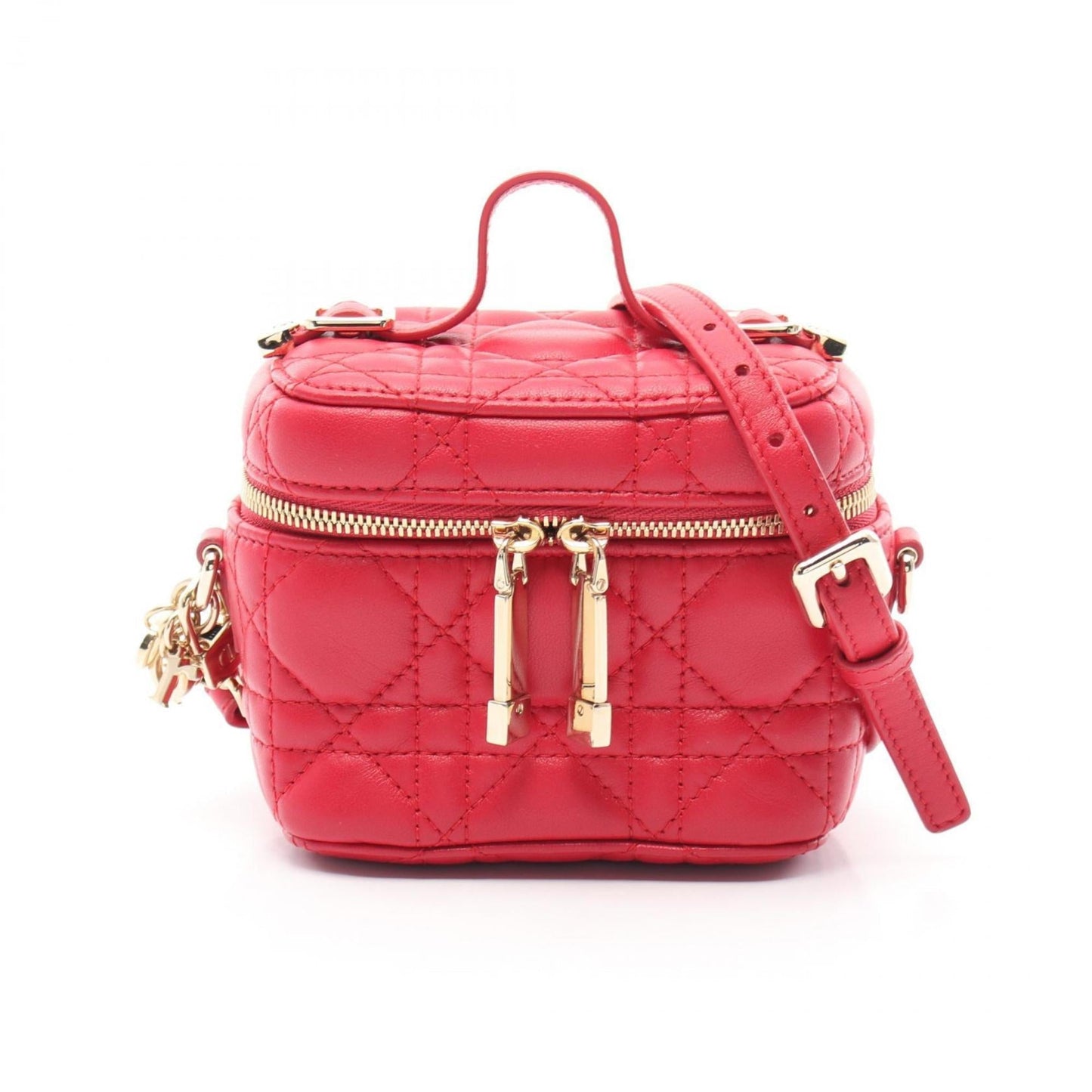 Christian Dior Lady Dior Red Color Leather Handbag Leather