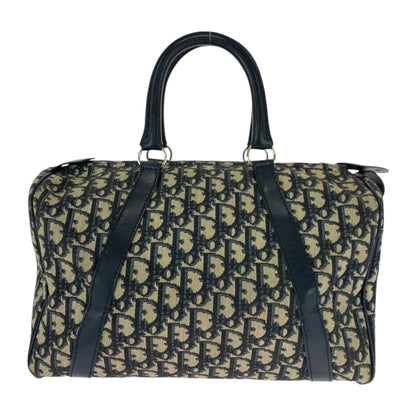Christian Dior Ivory Navy Canvas Boston Bag Handbag