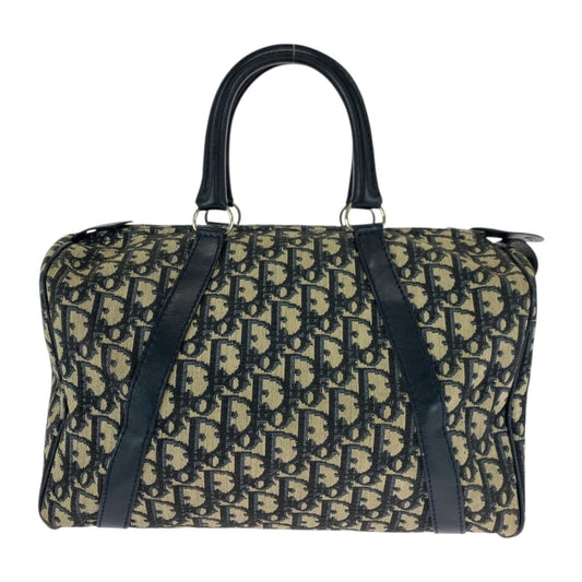 Christian Dior Ivory Navy Canvas Boston Bag Handbag