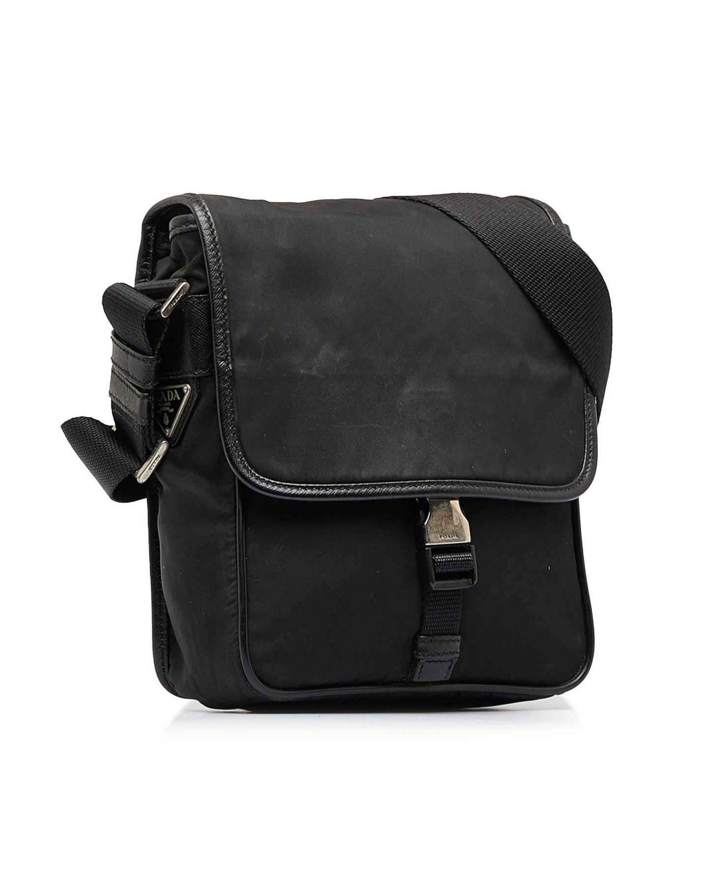 Nylon Crossbody Messenger Bag with Buckle Closure