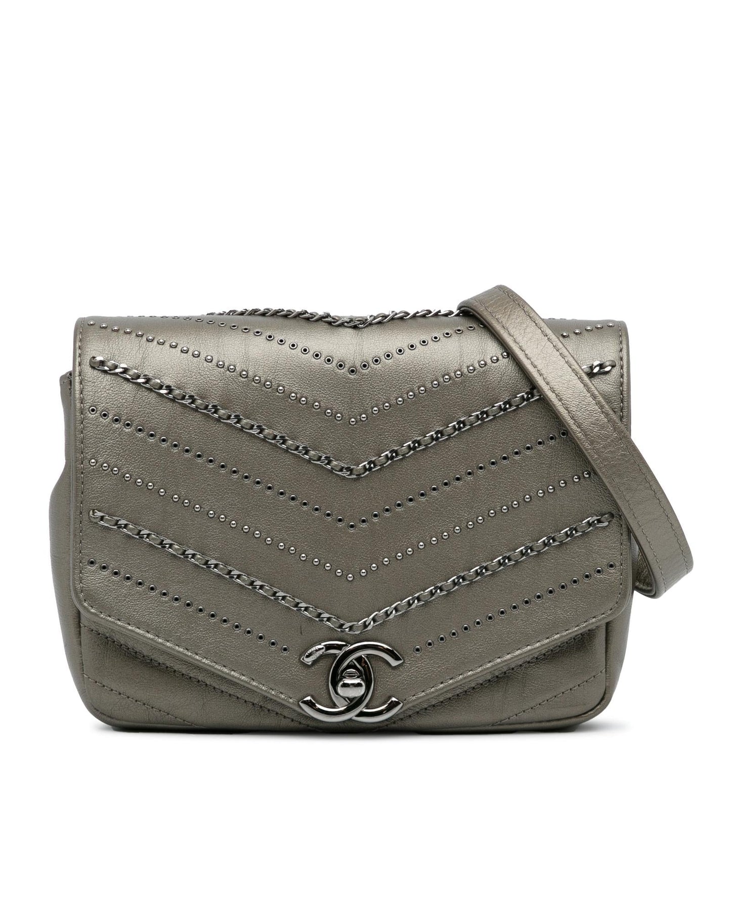 Mini Embellished Chevron Square Envelop Flap Crossbody Bag