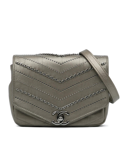 Mini Embellished Chevron Square Envelop Flap Crossbody Bag