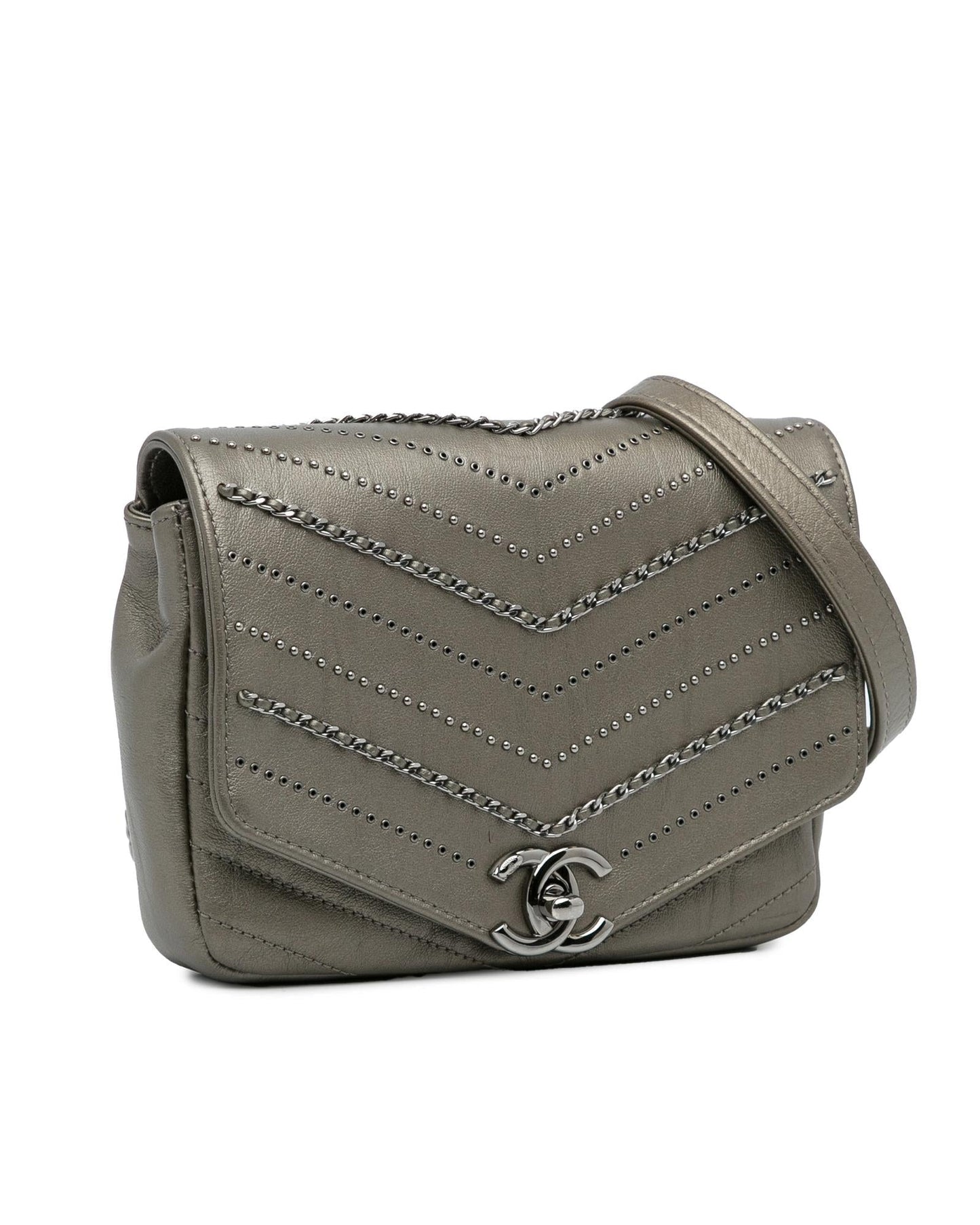 Mini Embellished Chevron Square Envelop Flap Crossbody Bag