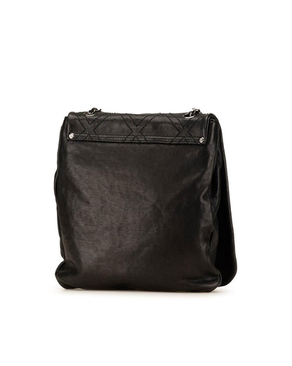 Large Calfskin Diamond Stitch Crossbody Bag with Chain Strap