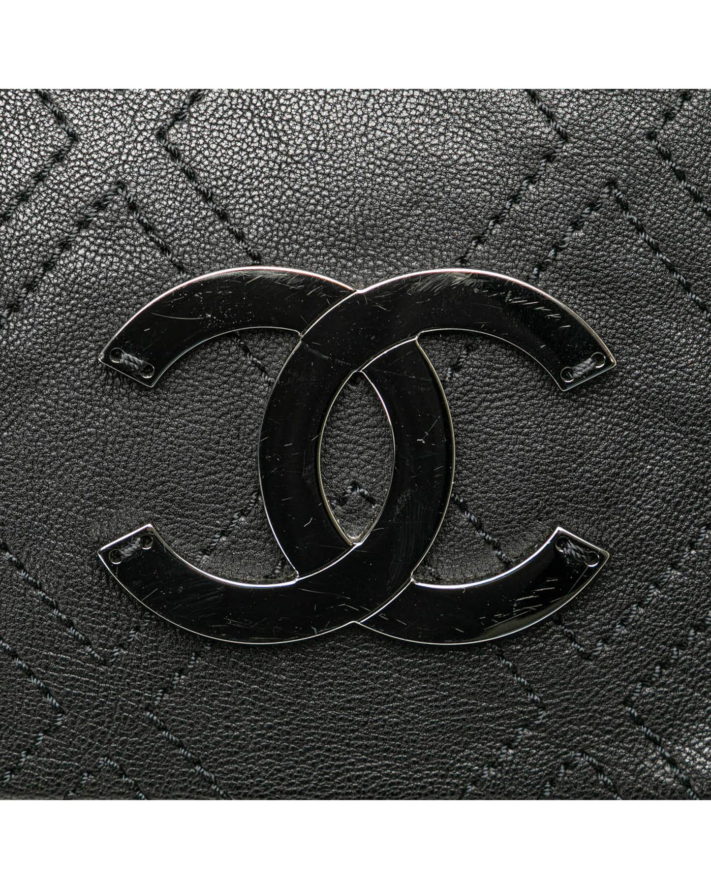 Large Calfskin Diamond Stitch Crossbody Bag with Chain Strap