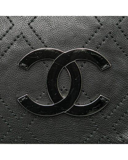 Large Calfskin Diamond Stitch Crossbody Bag with Chain Strap