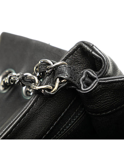 Large Calfskin Diamond Stitch Crossbody Bag with Chain Strap