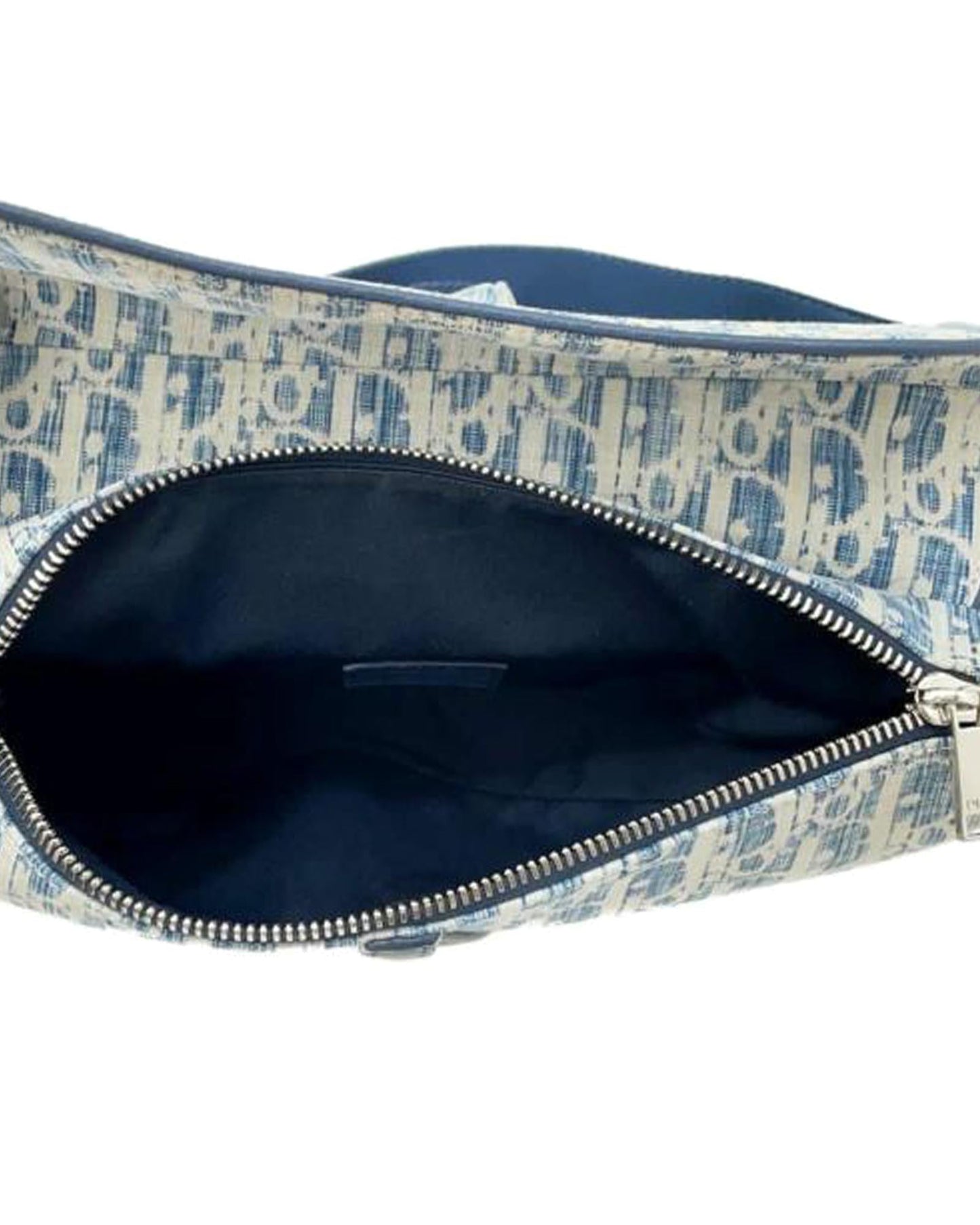 Kasuri Oblique Canvas Saddle Crossbody with Adjustable Strap and Magnetic Snap Closure