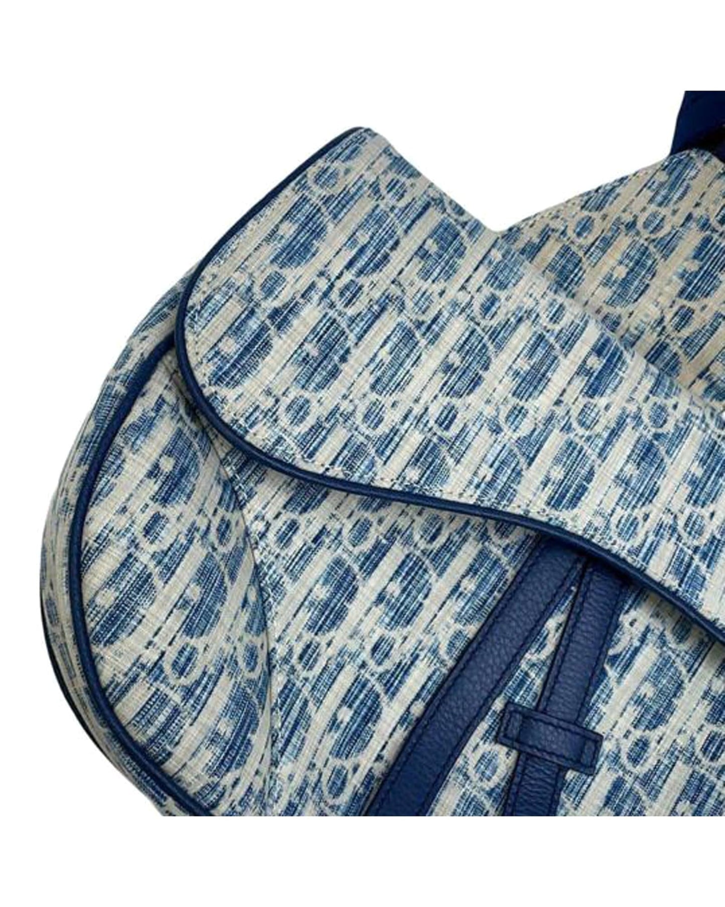 Kasuri Oblique Canvas Saddle Crossbody with Adjustable Strap and Magnetic Snap Closure