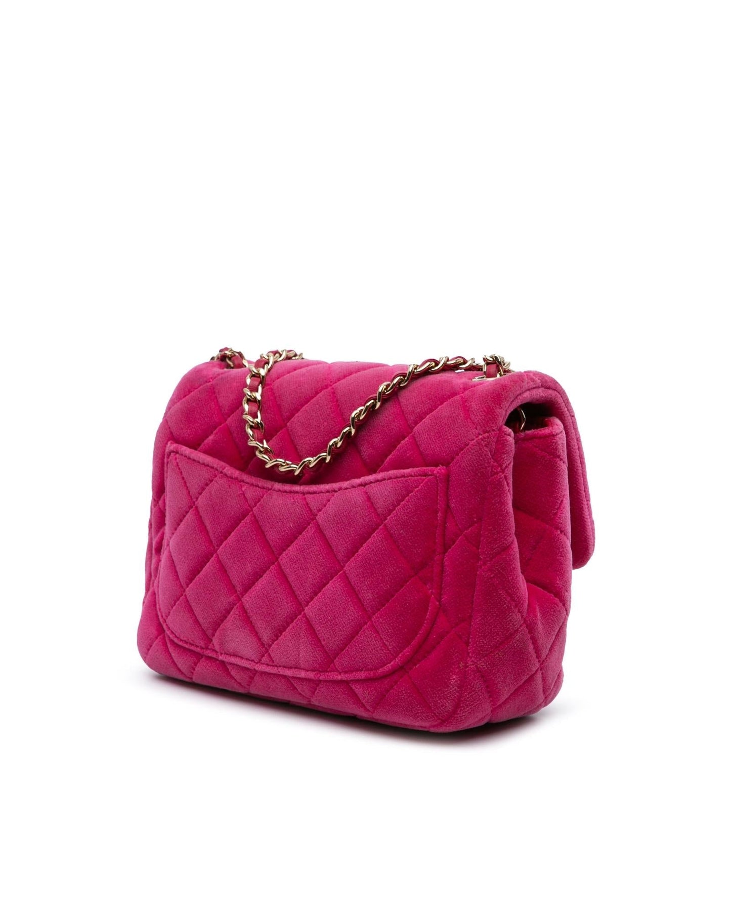 Mini Square Velvet Pearl Crush Flap Quilted Crossbody Bag