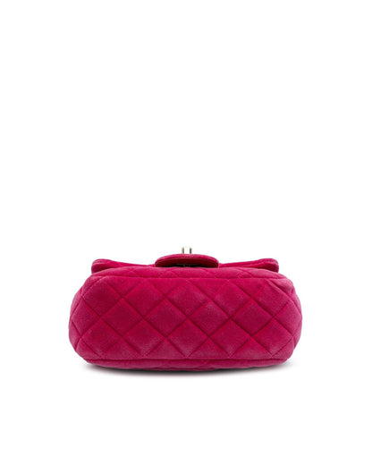 Mini Square Velvet Pearl Crush Flap Quilted Crossbody Bag