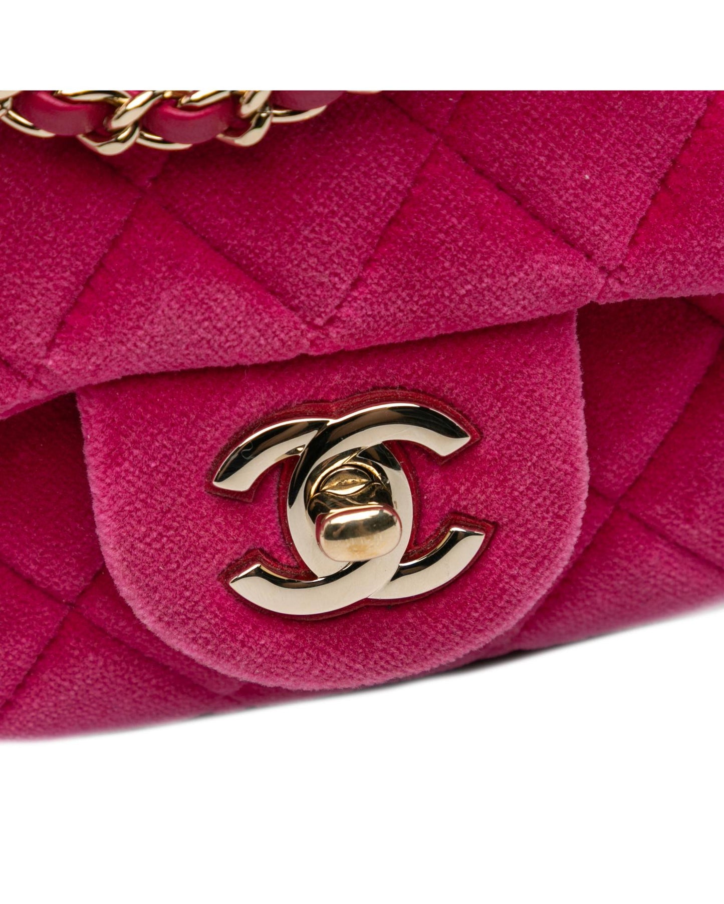 Mini Square Velvet Pearl Crush Flap Quilted Crossbody Bag
